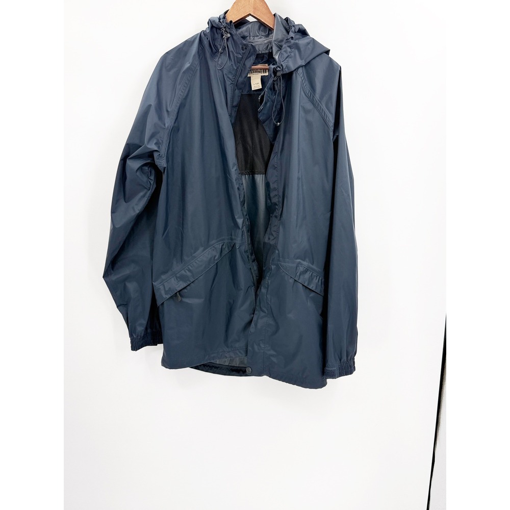 Duluth Trading Co Bang For Your Buck Rain Jacket Mens L Tall Navy Blue Ripstop